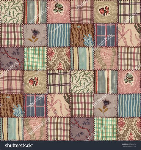 Country Patchwork Quilt Seamless Texture 3d ภาพประกอบสตอก 680439694