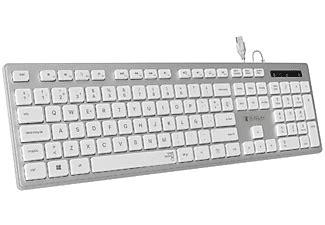 Teclado Ergon Mico Con Cable Usb Plano Silencioso Subblim Plata