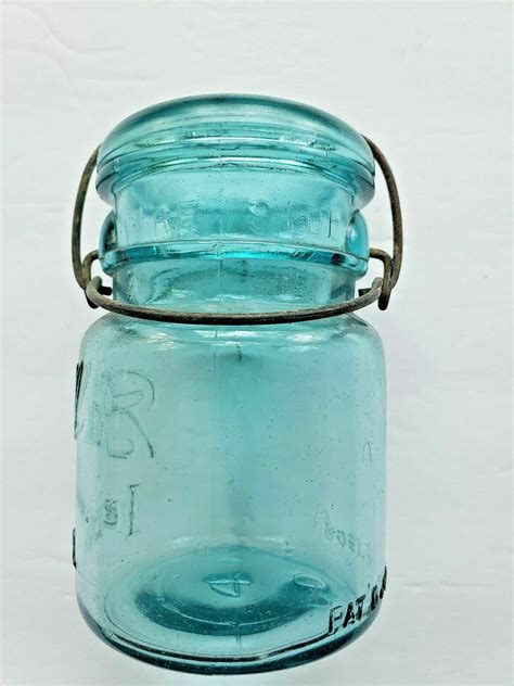 Vintage Blue Ball Ideal Canning Jar With Lid Wire Bale Pat D July 14