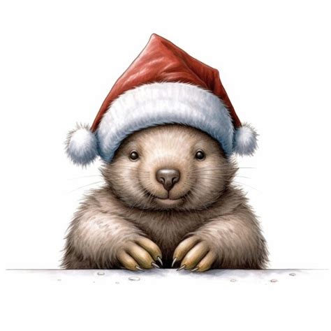 Premium Photo Wombat Wearing Santa Hat