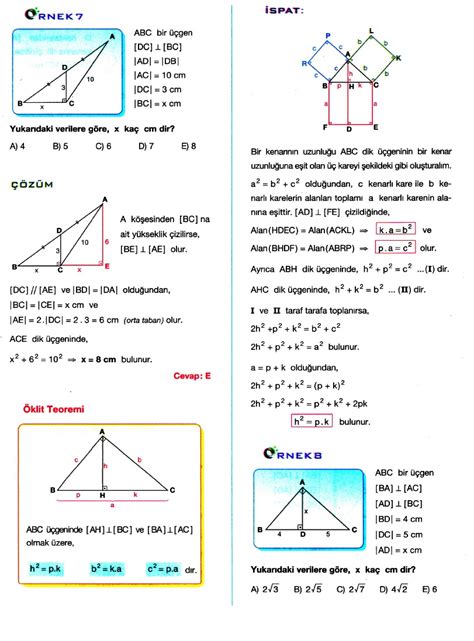 DİK ÜÇGEN KONU ANLATIMI Matematik Kitap Çözümleri Matematik Kalesi