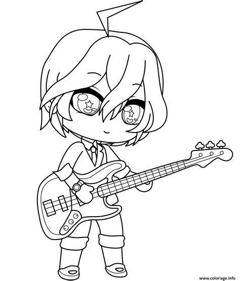 Coloriage Anime Boy With Guitar Dessin Gacha Life à imprimer