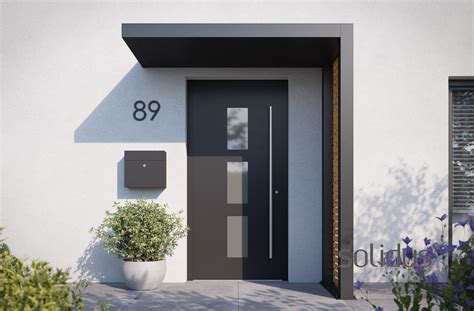 solidDOOR Haustür Vordach Dach Aluminium Anthrazit Seitenteil