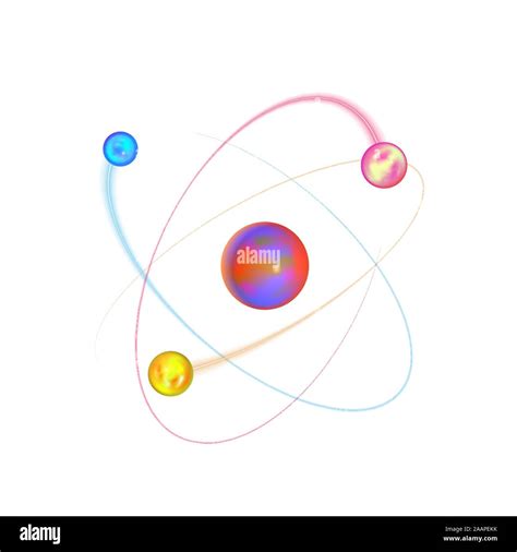 Colorful Atom Physical Structure With Bright Electron Orbits Isolated