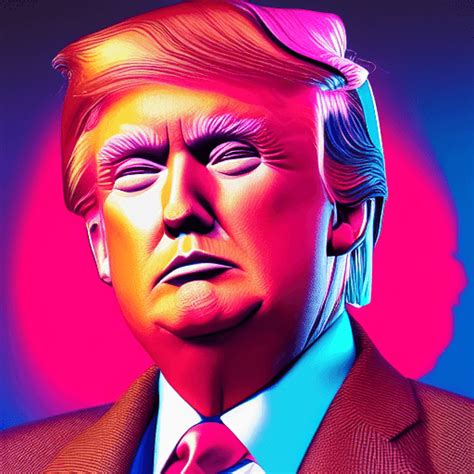 Donald Trump Portrait Synthwave Neon Retro 8k Resolution 3d Shading