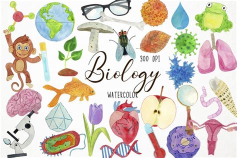 Watercolor Biology Clipart Biologist Clipart Science