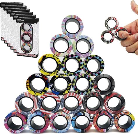 24pcs Magnetic Rings Fidget Toys Spinner Set Prizes For