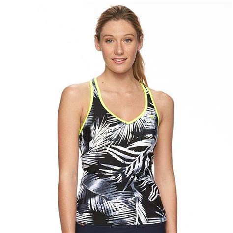 Womens Zeroxposur Printed Racerback Tankini Top Tankini Racerback