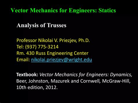 Lecture Statics Analysis Of Trusses Ppt