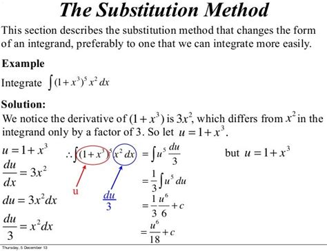 Indefinite And Definite Integrals Using The Substitution Method