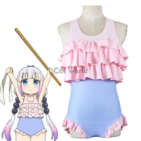 Miss Kobayashi's Dragon Maid Kamui Kanna Bathing Suit Swimwear Sukumizu Uniform Anime Outfit ...