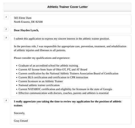 Athletic Trainer Cover Letter Velvet Jobs