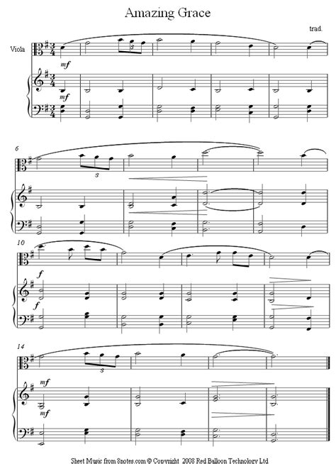 Amazing Grace Sheet Music For Viola