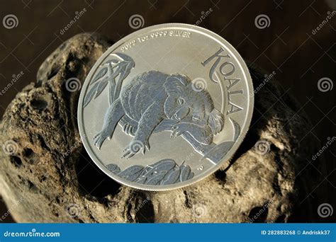 Investment Pure Silver Coin Australian 1 Dollar Koala Stock Photo