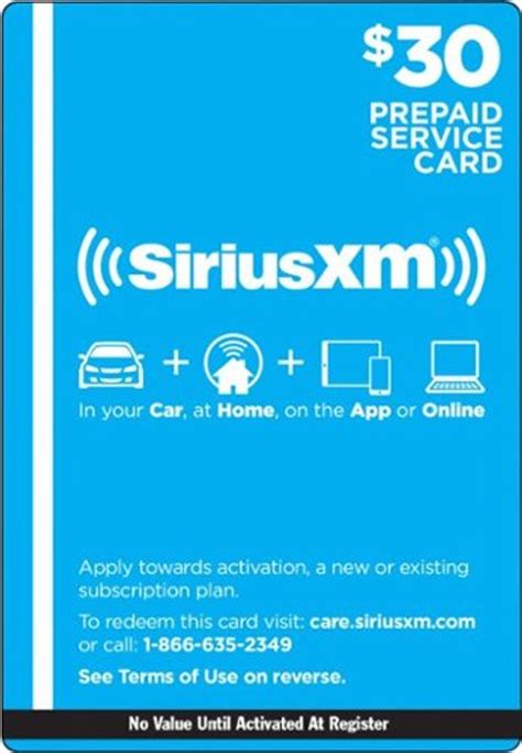 Siriusxm Prepaid Service Card For Sirius And Xm Satellite Radio