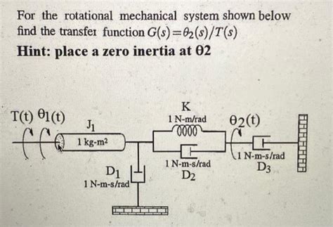 Solved For The Rotational Mechanical System Shown Below Find Chegg