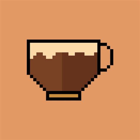 Una Taza De Caf De Pixel Art Con Un Fondo Marr N Vector Premium