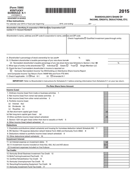 Fillable Schedule K Form S State Form A S K