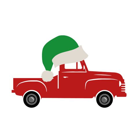 Truck With Santa Hat Christmas Free Svg File Clipart Svg Heart