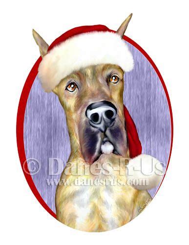 Great Dane Santa Brindle Cropped Christmas Greeting Cards From Danesrus