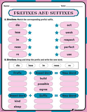 Free Prefixes And Suffixes Worksheets Storyboardthat