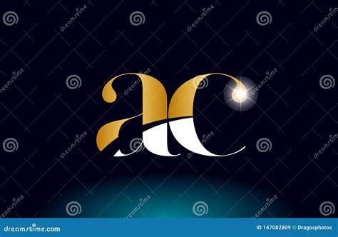 Gold Golden Alphabet Letter Ac A C Logo Combination Company Icon Design