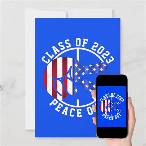 Graduation Class Of 2024 Peace Out Graduate Blue Invitation Zazzle