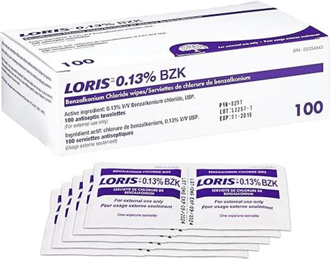 Loris Lot De 100 Lingettes Antiseptiques Au Chlorure De Benzalkonium 0