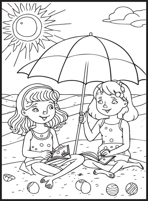 Summer Coloring Pages For Kids 23156395 Vector Art At Vecteezy