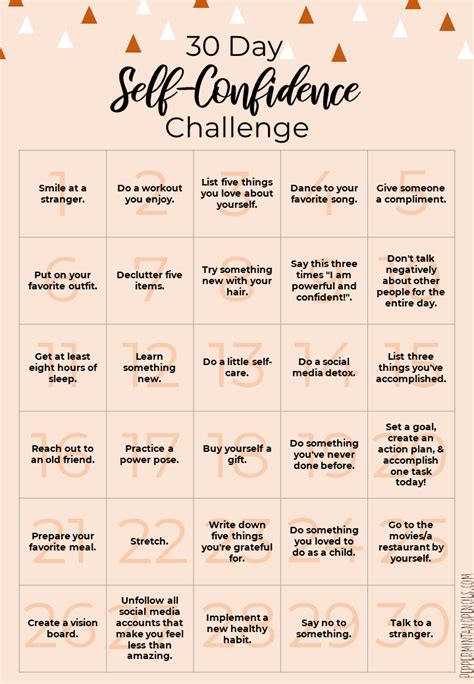 30 Day Self Confidence Challenge Artofit