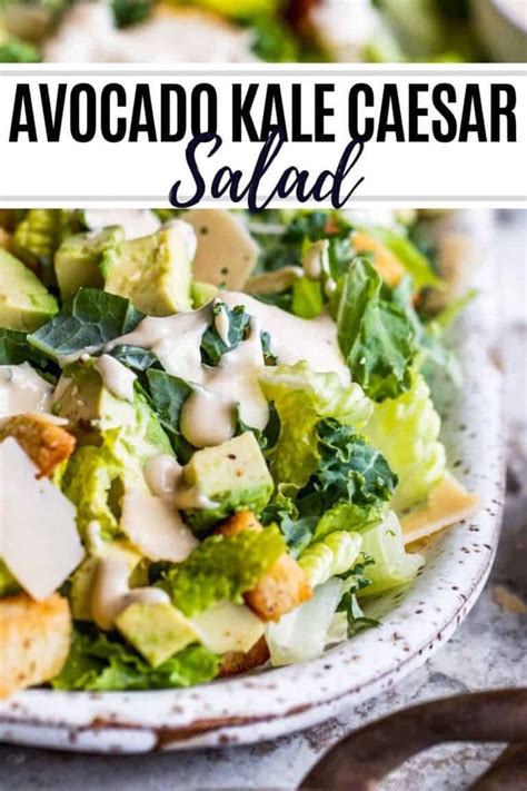 Kale Caesar Salad Recipe With Avocados Recipe Easy Salad Recipes Kale Caesar Salad Yummy