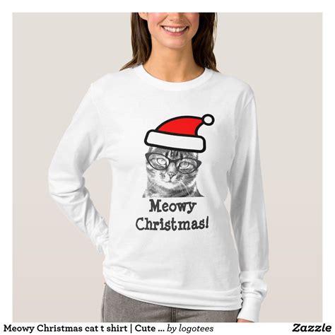 Meowy Christmas Cat T Shirt Cute Santa Kitty Christmas