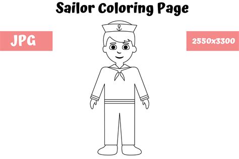 Sailor - Coloring Page for Kids Graphic by MyBeautifulFiles · Creative ...