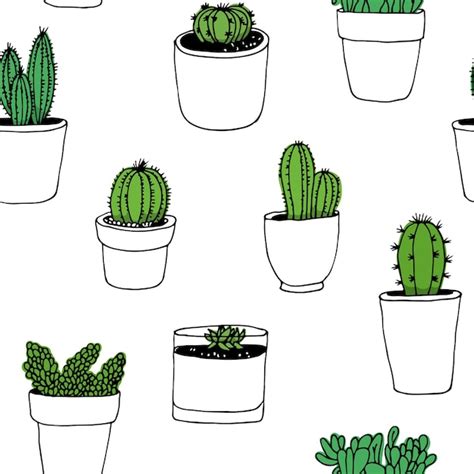 Premium Vector Cactus Hand Drawn Vector Seamless Pattern