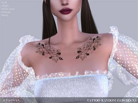 ANGISSI S Tattoo Random Flowers N3 In 2024 Sims 4 Tattoos Sims Sims 4