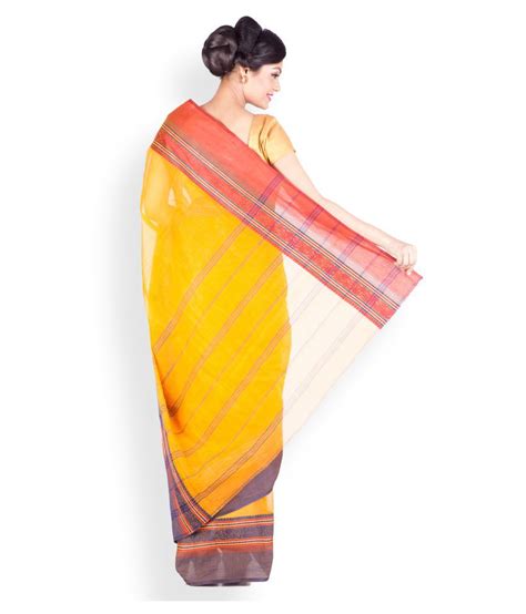 Sangam Kolkata Yellow Bengal Handloom Saree Buy Sangam Kolkata Yellow