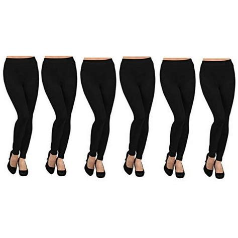 Ruthys Apparel 6 Pack Fleece Lined Leggings Midnight Black Size Medium