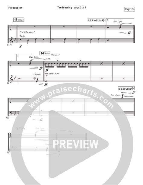 The Blessing Choral Anthem Satb Percussion Sheet Music Pdf Elevation