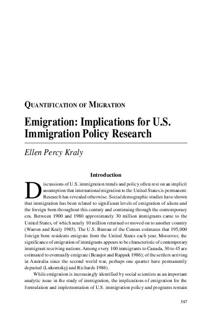 Pdf Emigration Implications For Us Immigration Policy Research