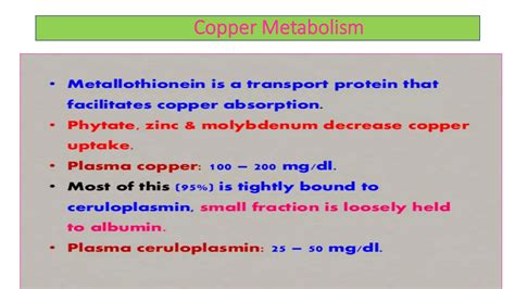 Copper Metabolism And Its Clinical Significance Ppt