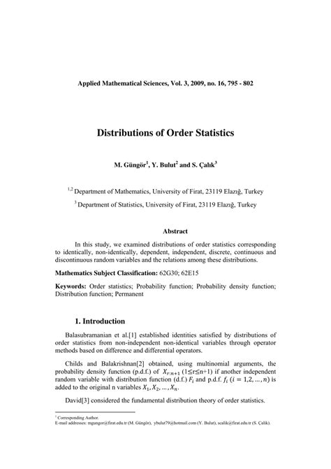 distribution  order statistics