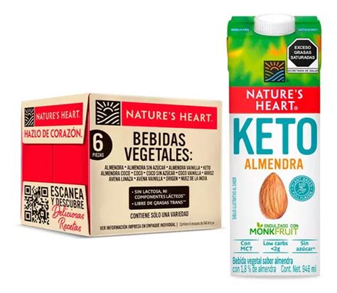 Pack X6 Bebidas Vegetales Natures Heart Keto Almendra Mercadolibre