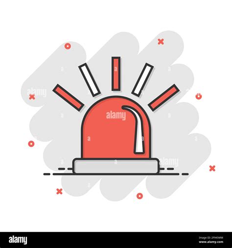 Emergency siren icon in comic style. Police alarm vector cartoon ...