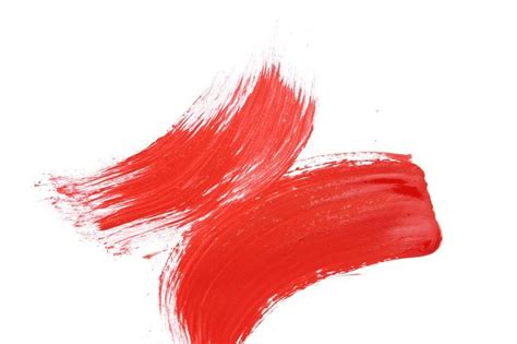 Red Paint Abstract Brush Strokes on White Background