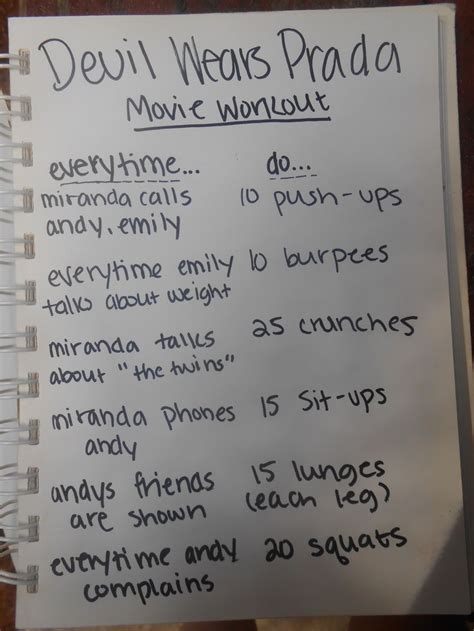 Devil Wears Prada Movie Workout Made By Julia Pharris Tv Workouts