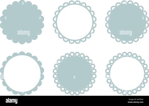 Circle Scalloped Frame Scalloped Edge Round Shape Simple Label And