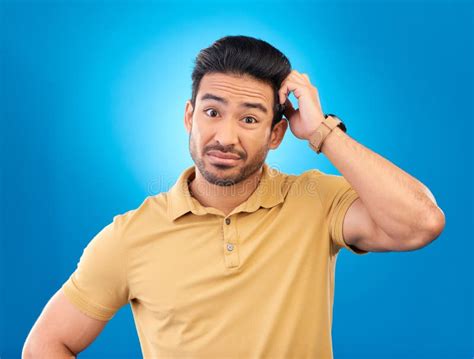 Confused Man Thinking And Why Face In Studio White Background And