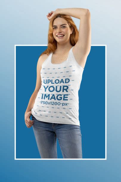 Placeit Bella Canvas Tank Top Mockup Of A Happy Woman Posing At A Studio