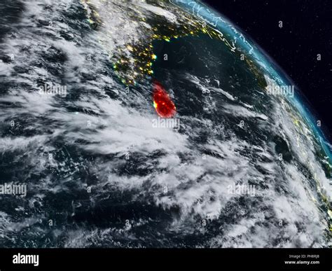 Sri Lanka From Space At Night With Visible Country Borders D