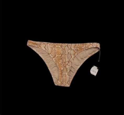 Nwt Womens Cheeky Bikini Bottom Shade And Shore Snake Skin Gold Shine